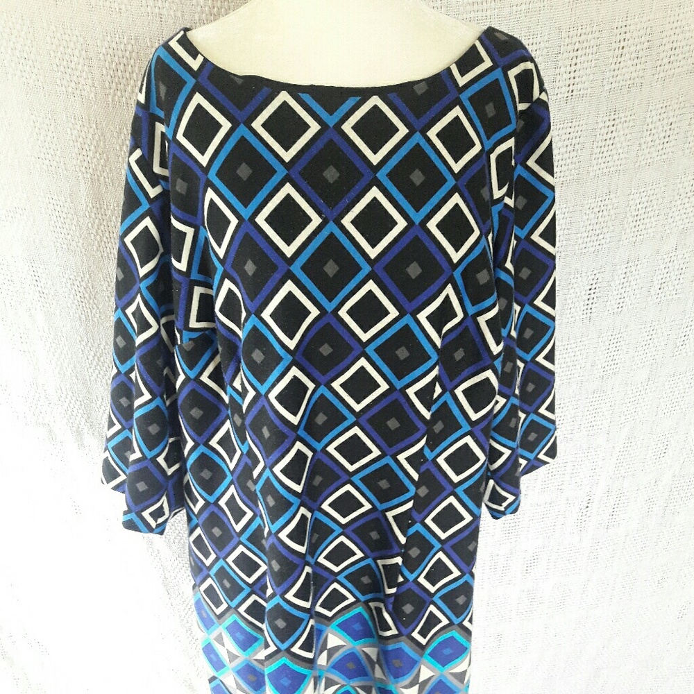 Eliza J Printed Geometric Shift Dress Sz 18W